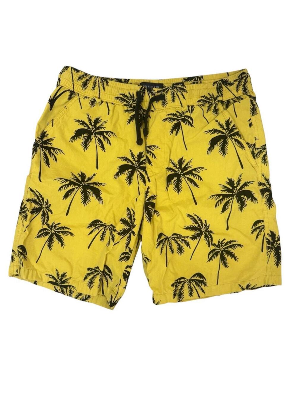 Cactus Man Ricky Singh Drawstring Shorts Mens Size Medium 32 Palm Trees Yellow